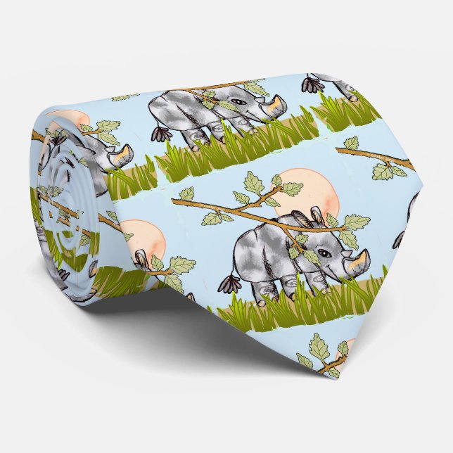 Rhino Hiding  Neck Tie (Rolled)