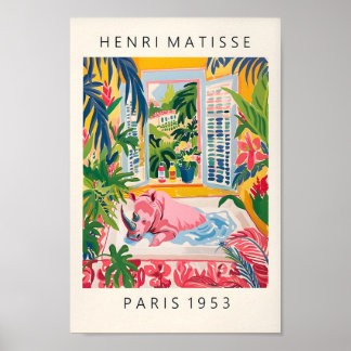 Rhino In Bathtub Art Print, Matisse Poster, Bathro Poster