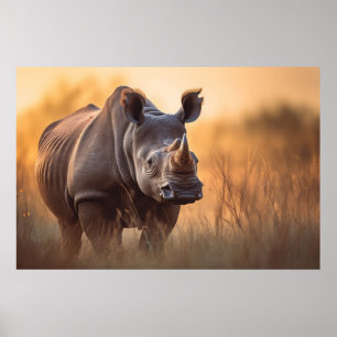 Rhino in nature Poster