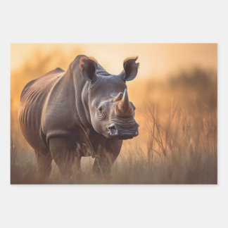  Rhino in nature Wrapping Paper Sheets