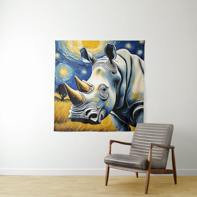 Rhino in the Starry Night Tapestry (In Situ)