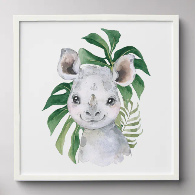 rhino-jungle-animals-safari-animals-palm-leaves-peel-and-stick-photo