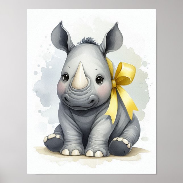 Rhino Jungle Nursery Wall Art (Front)