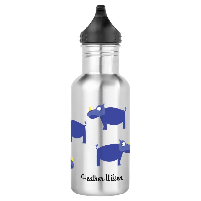 Rhino Kid Rhinoceros Water Bottle with Name (Right)