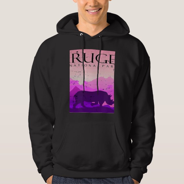 Rhino Kruger National Park Safari Africa Big Five  Hoodie (Front)