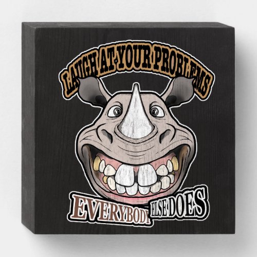 Rhino Laugh Wooden Box Sign