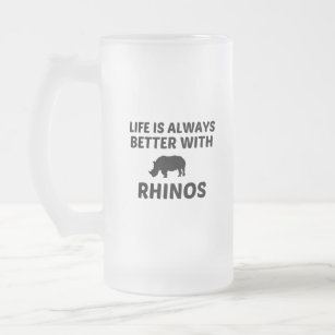 RHINO LIFE IS BETTER FROSTED GLASS BEER MUG
