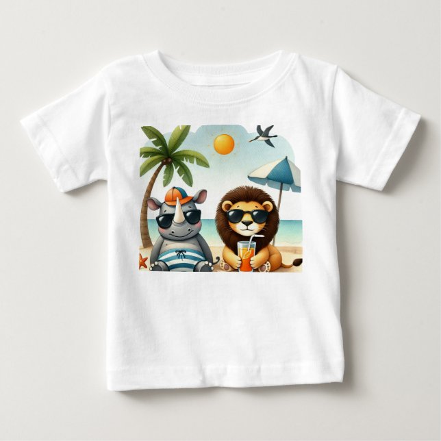 Rhino Lion Paradise Baby T-Shirt (Front)