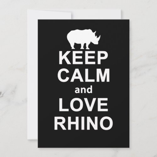 Rhino Lover GiftKeep Calm And Love Rhino Thank You Card