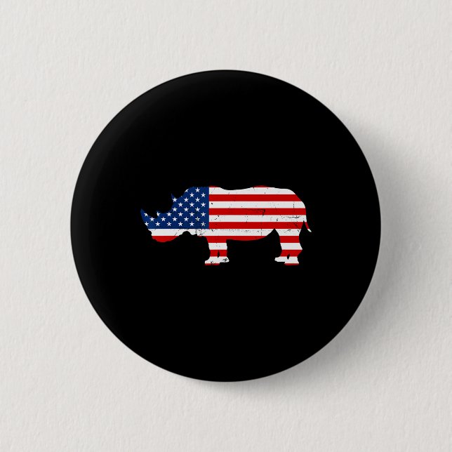 Rhino Lover Rhinoceros Horn Safari Wildlife Indepe Button (Front)