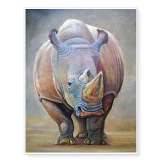 Rhino Lovers | Art Cute Rhino Portrait Print Temporary Tattoos