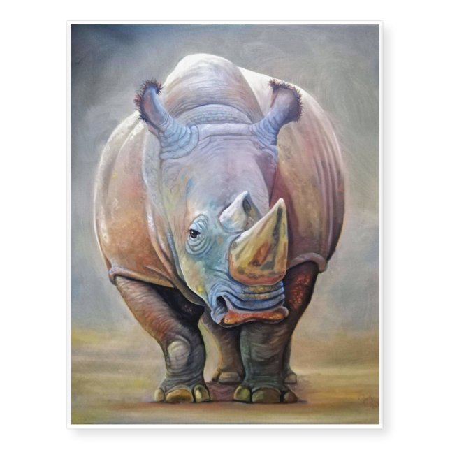 Rhino Lovers | Art Cute Rhino Portrait Print Temporary Tattoos (Front)