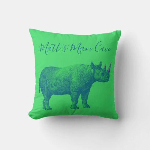 Rhino Man Cave Throw Pillow
