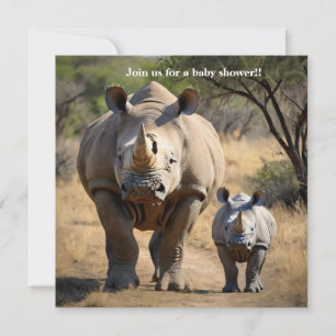 Rhino mother with Calf Invitation