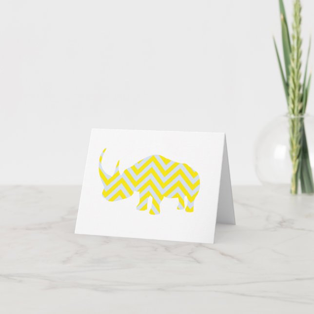Rhino Note Card Yellow and Grey (Front)