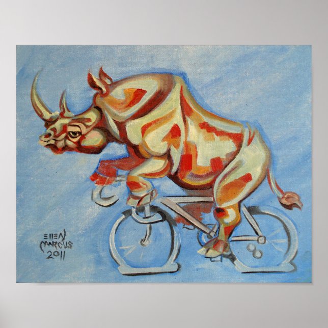 Rhino on a Bicycle Poster (Front)