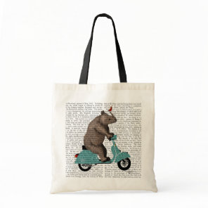Rhino on Moped Tote Bag