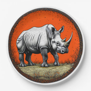 🦏 Rhino Paper Plates Safari Party Gift Decor