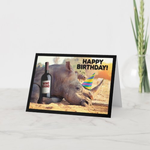 Rhino_ Party Like a Winoceros Birthday Card