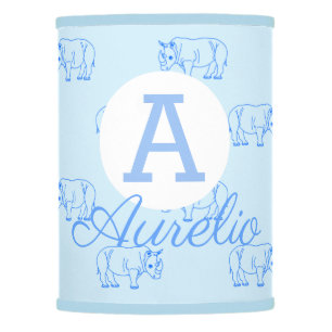 Rhino Pattern Monogram Blue  Lamp Shade