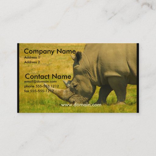 Customizable Rhino Photo Business Card