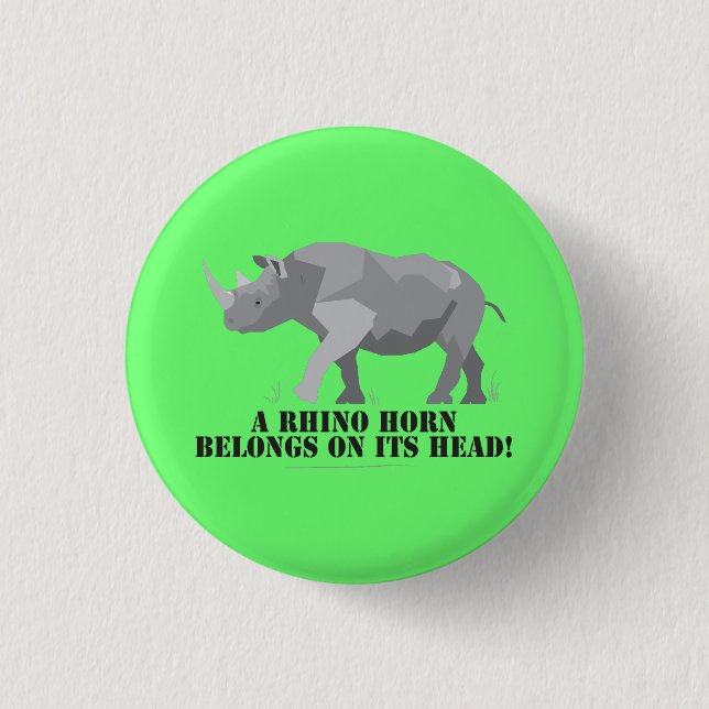 Rhino Poaching Conservation Message Button (Front)