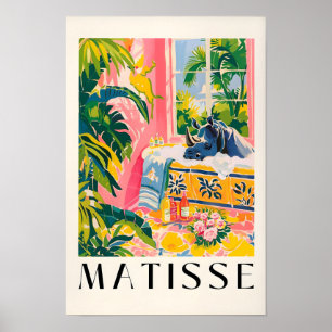 Rhino Print, Pink Tropical Decor, Matisse Poster, Poster