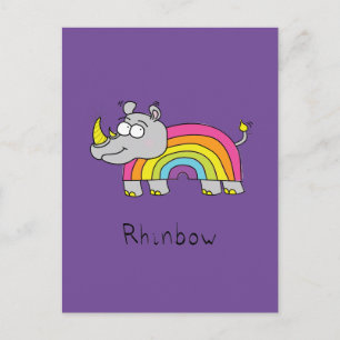 Rhino Rainbow Cute Kids Rhinoceros Postcard