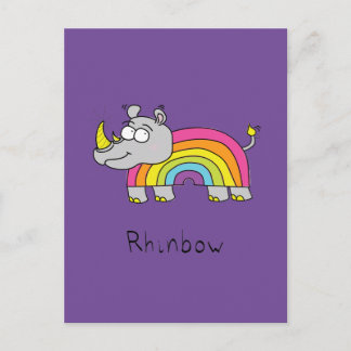 Rhino Rainbow Cute Kids Rhinoceros Postcard