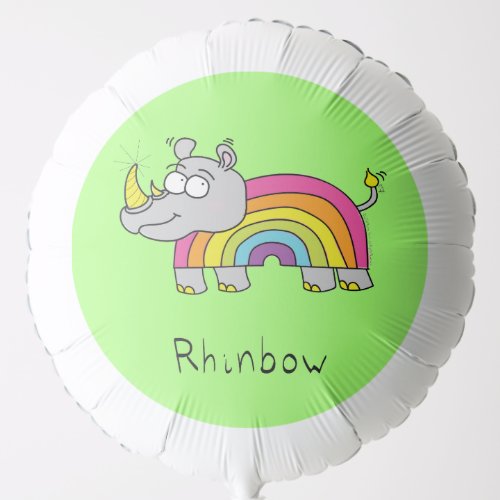 Rhino Rainbow Funny Cute Kids Rhinoceros Balloon