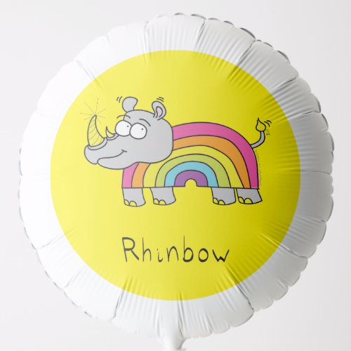 Rhino Rainbow Funny Cute Kids Rhinoceros Balloon