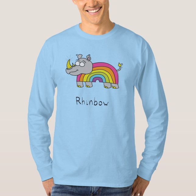 Rhino Rainbow Funny Cute Kids Rhinoceros T-Shirt (Front)