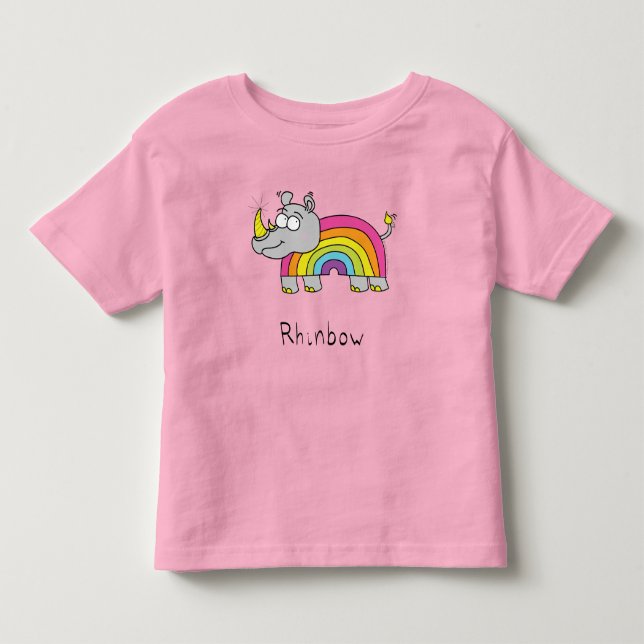 Rhino Rainbow Funny Cute Kids Rhinoceros Toddler T-shirt (Front)
