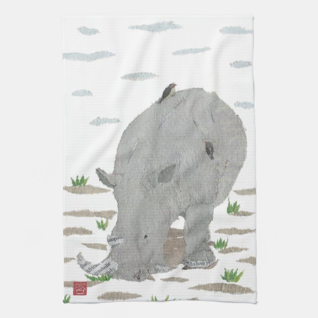 Rhino, Rhinoceros, Africa, Animal, Wildlife Kitchen Towel (Vertical)