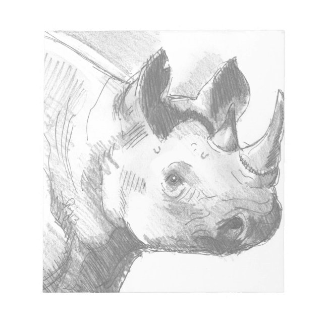 Rhino Rhinoceros Pencil Drawing sketch Notepad (Front)