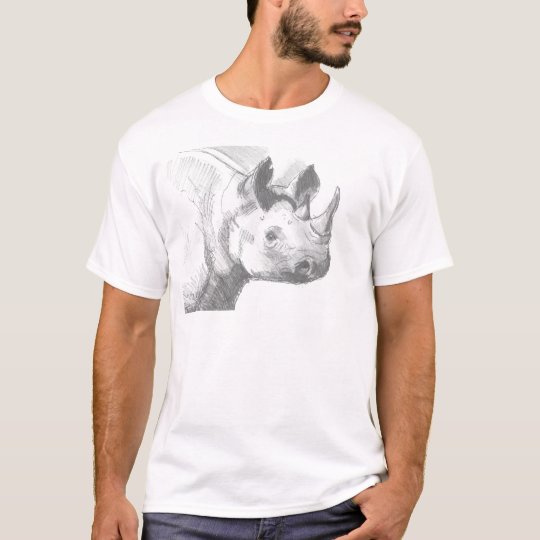 Rhino Rhinoceros Pencil Drawing sketch T-Shirt