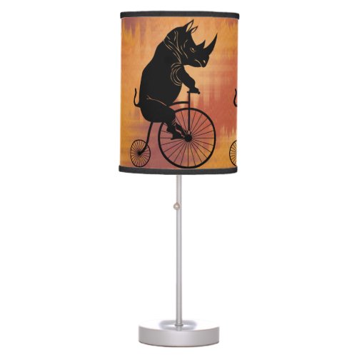 Rhino Riding an Old Fashion Bike Table Lamp