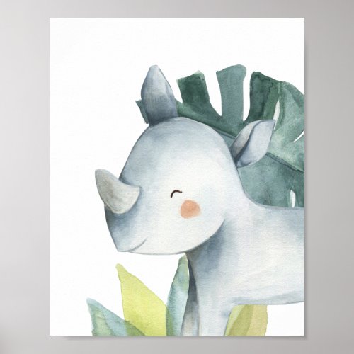 Rhino Safari Jungle Baby Nursery Print