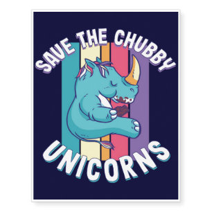 Rhino Save The Chubby Unicorns Chocolate Temporary Tattoos