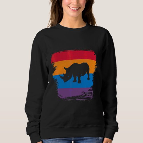 Rhino Shadow Silhouette With Colorful Flag Sweatshirt