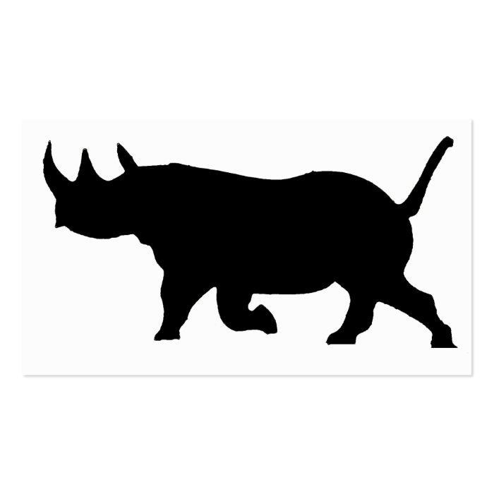 Rhino Silhouette, left facing, White Background Business Card