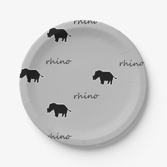 Rhino silhouette pattern paper plates (Front)