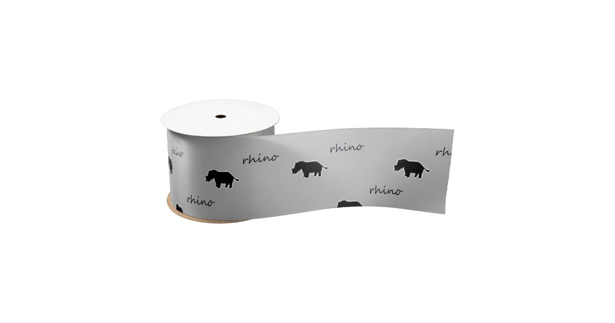 Rhino Silhouette Pattern Satin Ribbon 