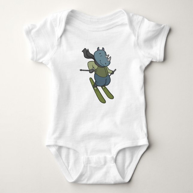 Rhino Skier Ski Baby Bodysuit (Front)