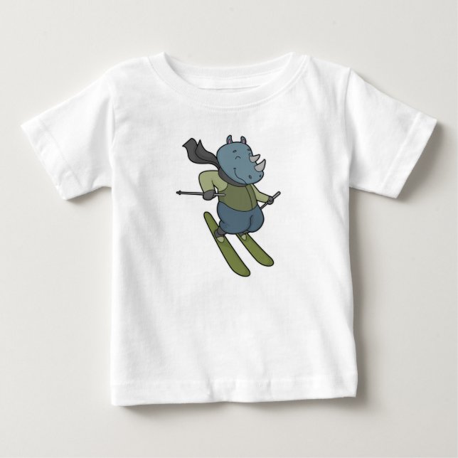 Rhino Skier Ski Baby T-Shirt (Front)