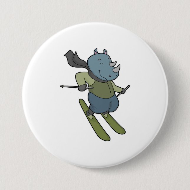 Rhino Skier Ski Button (Front)
