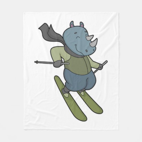 Rhino Skier Ski Fleece Blanket