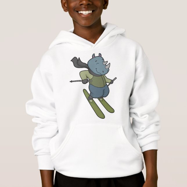 Rhino Skier Ski Hoodie (Front)
