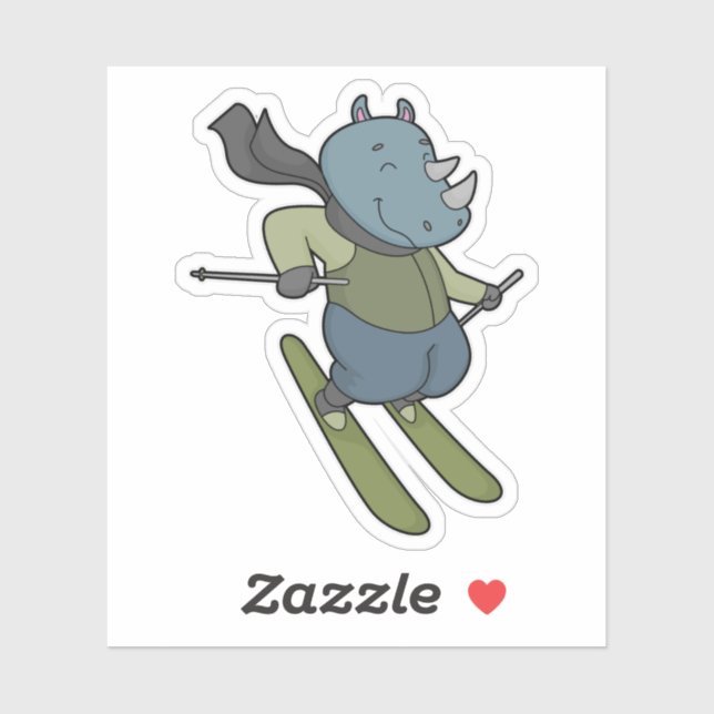 Rhino Skier Ski Sticker (Sheet)