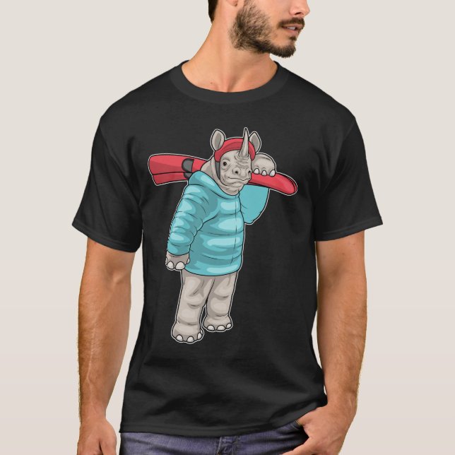 Rhino Skier Ski Winter sports T-Shirt (Front)